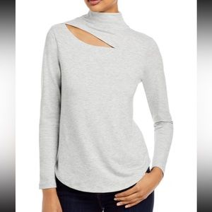 Cupio Heather Gray Mock Neck Cut Out Top